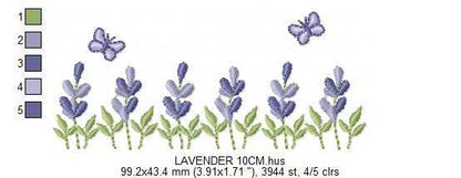 Flower garden embroidery design - Lavender flowers with butterflies machine embroidery pattern - Kitchen Tea towel - Instant digital download pes jef dst - Marcia Embroidery