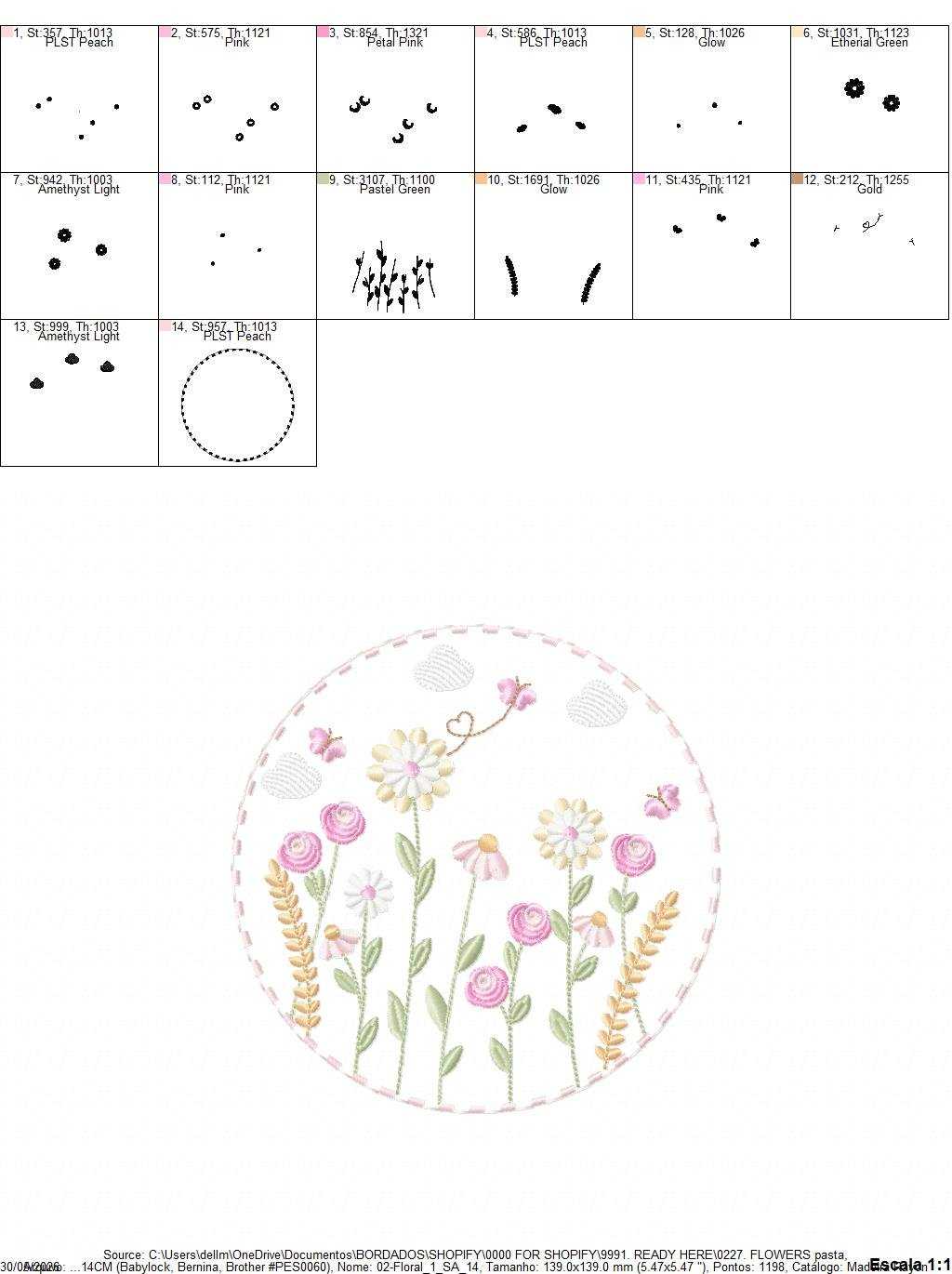 Flower Garden Frame embroidery design - Flower and Butterfly machine embroidery pattern - Floral bouquet Kitchen Towel - Instant digital download pes - Marcia Embroidery