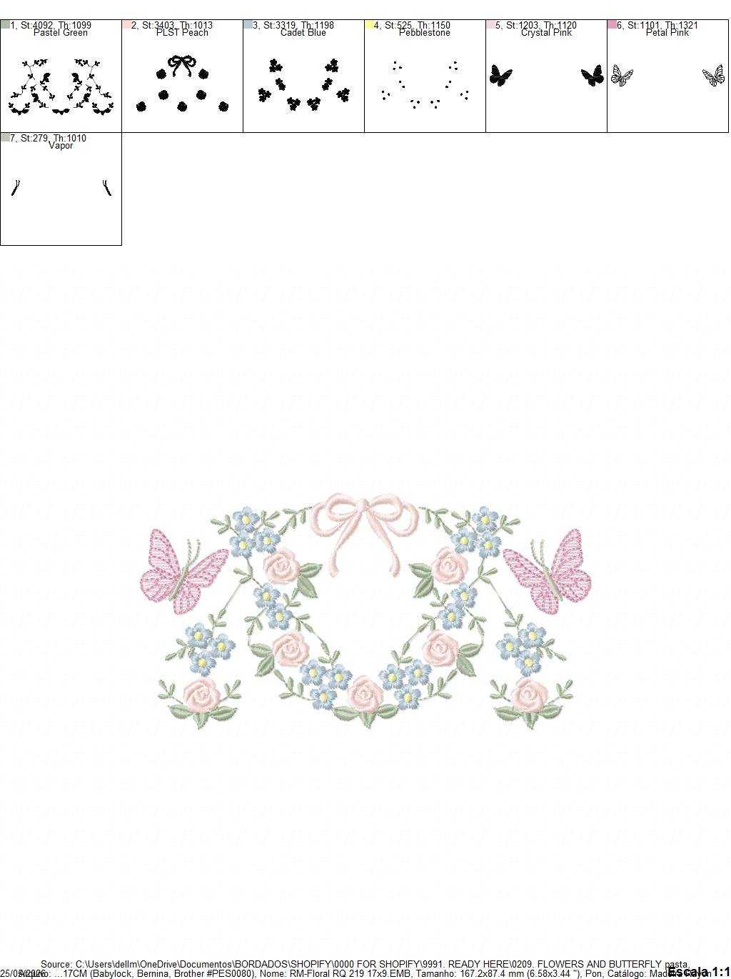 Flower with lace embroidery design - Roses with butterfly machine embroidery pattern - Floral Kitchen towel - instant download pes jef - Marcia Embroidery