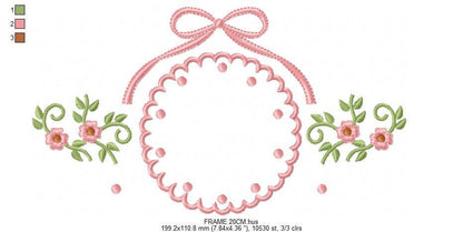 Flower Wreath embroidery designs - Floral Frame machine embroidery pattern - Kitchen Tea Towel file - Instant digital download pes jef dst - Marcia Embroidery