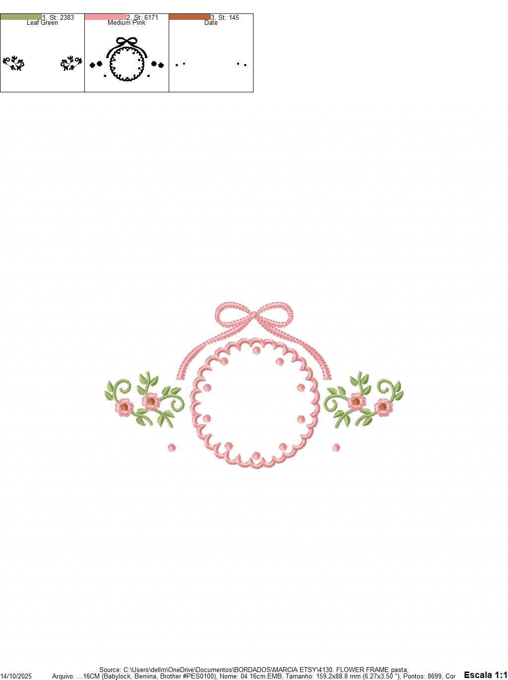 Flower Wreath embroidery designs - Floral Frame machine embroidery pattern - Kitchen Tea Towel file - Instant digital download pes jef dst - Marcia Embroidery