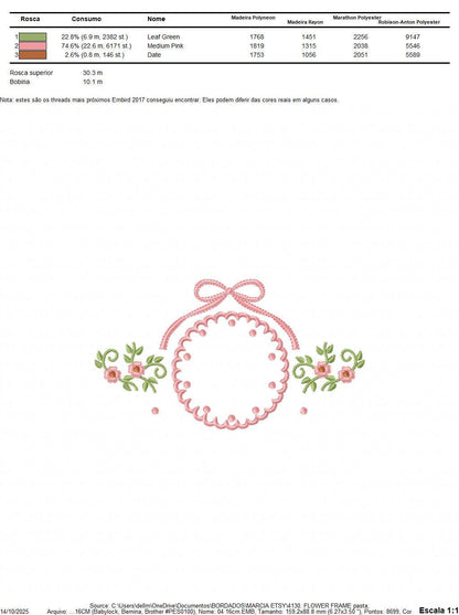 Flower Wreath embroidery designs - Floral Frame machine embroidery pattern - Kitchen Tea Towel file - Instant digital download pes jef dst - Marcia Embroidery