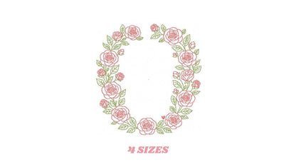 Flower Wreath embroidery designs - Floral Roses Frame machine embroidery pattern - Kitchen Tea Towel file - Instant digital download pes jef - Marcia Embroidery