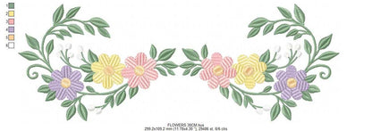 Flowers embroidery design - Floral divider machine embroidery pattern - Baby girl file - Instant digital download pes jef dst - Marcia Embroidery