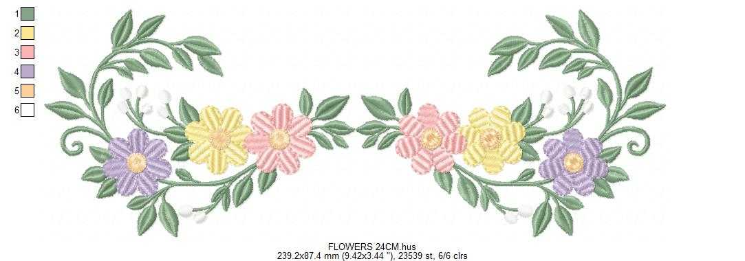 Flowers embroidery design - Floral divider machine embroidery pattern - Baby girl file - Instant digital download pes jef dst - Marcia Embroidery