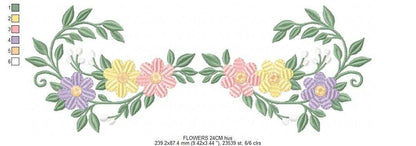 Flowers embroidery design - Floral divider machine embroidery pattern - Baby girl file - Instant digital download pes jef dst - Marcia Embroidery