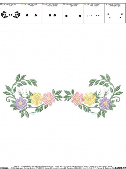 Flowers embroidery design - Floral divider machine embroidery pattern - Baby girl file - Instant digital download pes jef dst - Marcia Embroidery
