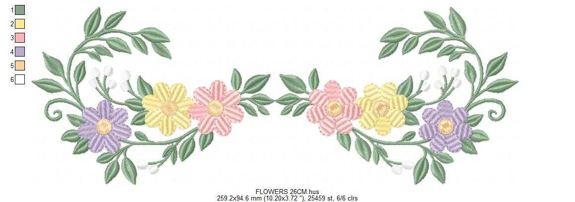 Flowers embroidery design - Floral divider machine embroidery pattern - Baby girl file - Instant digital download pes jef dst - Marcia Embroidery