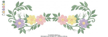 Flowers embroidery design - Floral divider machine embroidery pattern - Baby girl file - Instant digital download pes jef dst - Marcia Embroidery