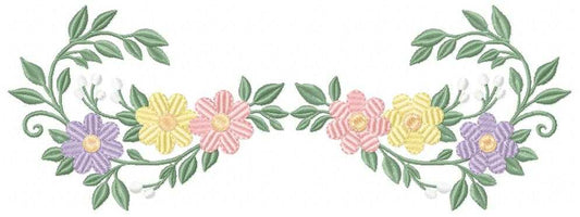 Flowers embroidery design - Floral divider machine embroidery pattern - Baby girl file - Instant digital download pes jef dst - Marcia Embroidery