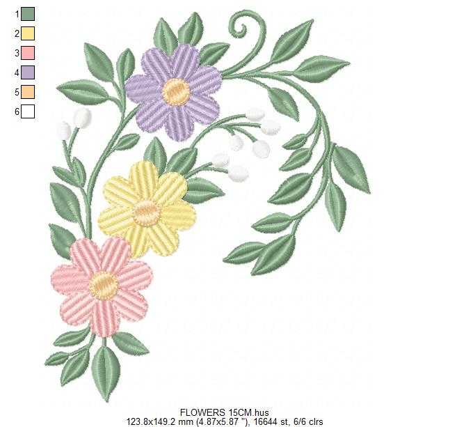 Flowers embroidery design - Floral wreath machine embroidery pattern - Baby girl file - Instant digital download pes jef - Marcia Embroidery