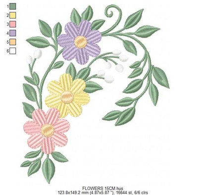 Flowers embroidery design - Floral wreath machine embroidery pattern - Baby girl file - Instant digital download pes jef - Marcia Embroidery