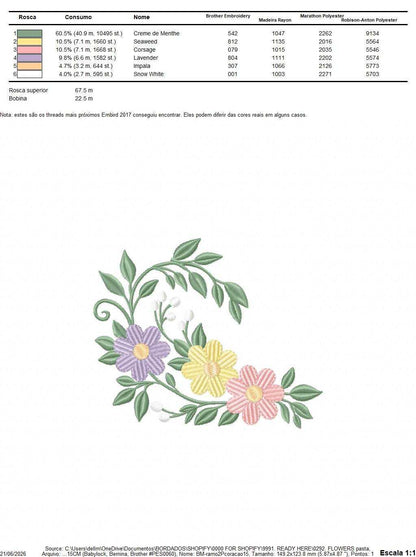 Flowers embroidery design - Floral wreath machine embroidery pattern - Baby girl file - Instant digital download pes jef - Marcia Embroidery