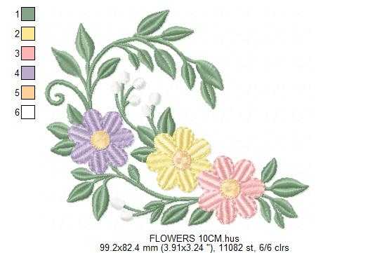 Flowers embroidery design - Floral wreath machine embroidery pattern - Baby girl file - Instant digital download pes jef - Marcia Embroidery