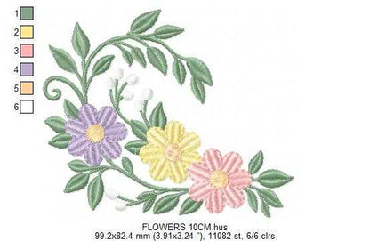 Flowers embroidery design - Floral wreath machine embroidery pattern - Baby girl file - Instant digital download pes jef - Marcia Embroidery