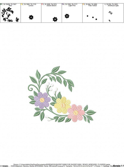 Flowers embroidery design - Floral wreath machine embroidery pattern - Baby girl file - Instant digital download pes jef - Marcia Embroidery