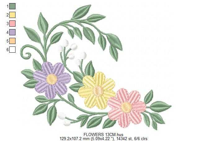 Flowers embroidery design - Floral wreath machine embroidery pattern - Baby girl file - Instant digital download pes jef - Marcia Embroidery