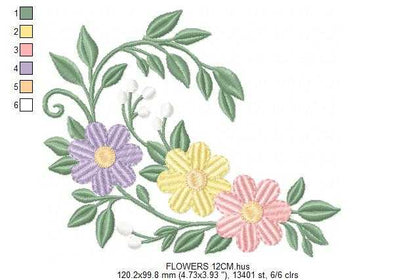 Flowers embroidery design - Floral wreath machine embroidery pattern - Baby girl file - Instant digital download pes jef - Marcia Embroidery