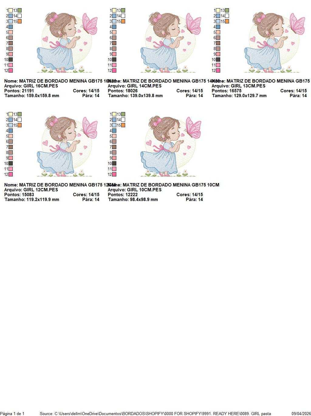 Girl with butterfly embroidery design - Flower girl machine embroidery pattern - Baby Girl file - Instant digital download - Marcia Embroidery