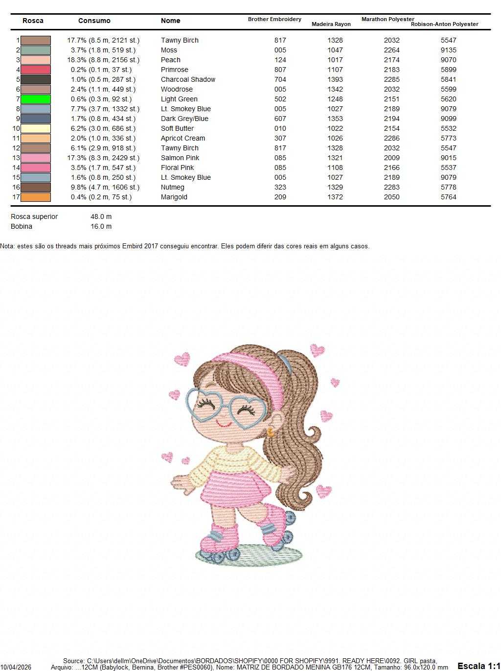 Girl with skates embroidery design - Baby girl with glasses machine embroidery pattern - Girl with Rollerblades file - Instant download - Marcia Embroidery
