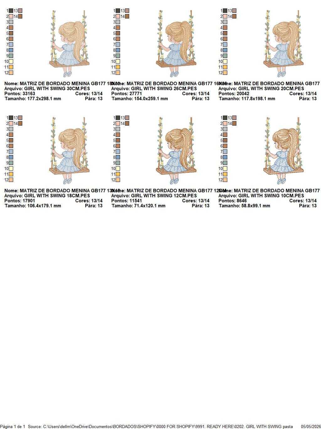 Girl with swing embroidery design - Baby girl machine embroidery pattern - Spring garden embroidery file - Instant digital download pes jef - Marcia Embroidery