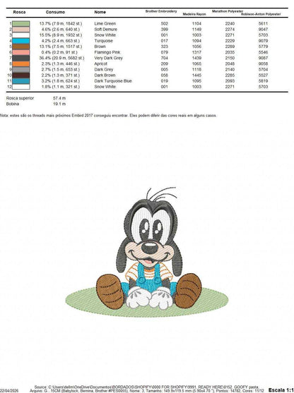 Goofy embroidery design - Mickey Mouse machine embroidery pattern - Baby Boy and girl file - Instant digital download pes jef dst hus - Marcia Embroidery