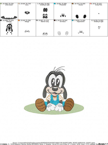 Goofy embroidery design - Mickey Mouse machine embroidery pattern - Baby Boy and girl file - Instant digital download pes jef dst hus - Marcia Embroidery