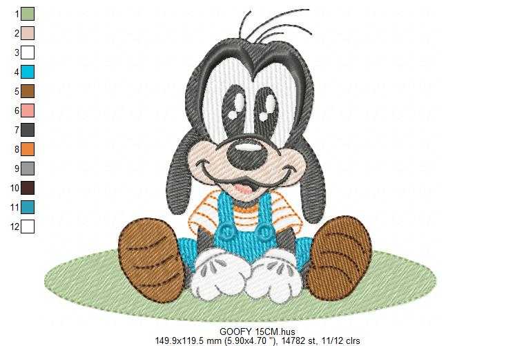 Goofy embroidery design - Mickey Mouse machine embroidery pattern - Baby Boy and girl file - Instant digital download pes jef dst hus - Marcia Embroidery
