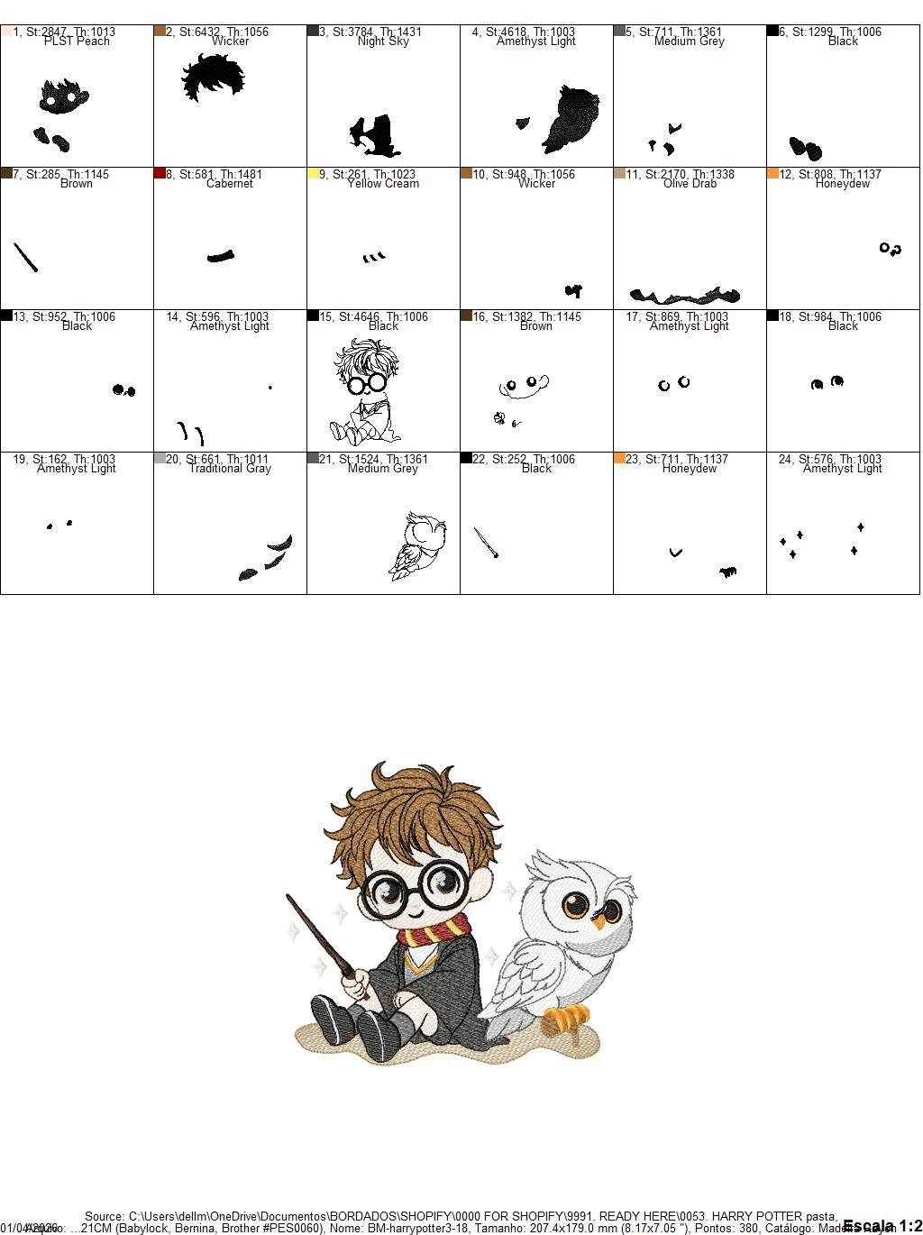 Harry Potter embroidery designs - HP with white owl machine embroidery patterns - Baby Girl Boy file - Instant digital download - Marcia Embroidery