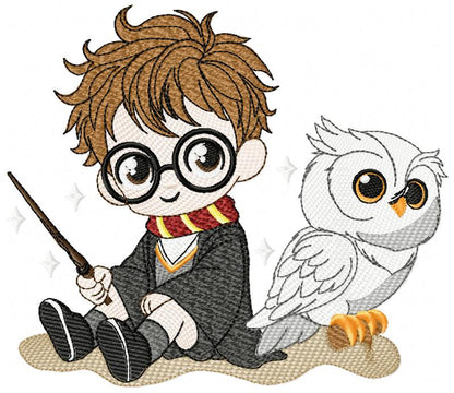 Harry Potter embroidery designs - HP with white owl machine embroidery patterns - Baby Girl Boy file - Instant digital download - Marcia Embroidery
