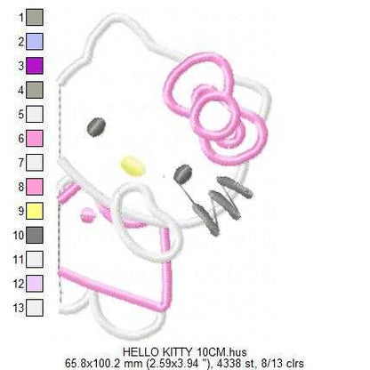 Hello Kitty embroidery design - Hello Kitty applique machine pattern - Baby Girl file - Instant digital download pes jef - Marcia Embroidery