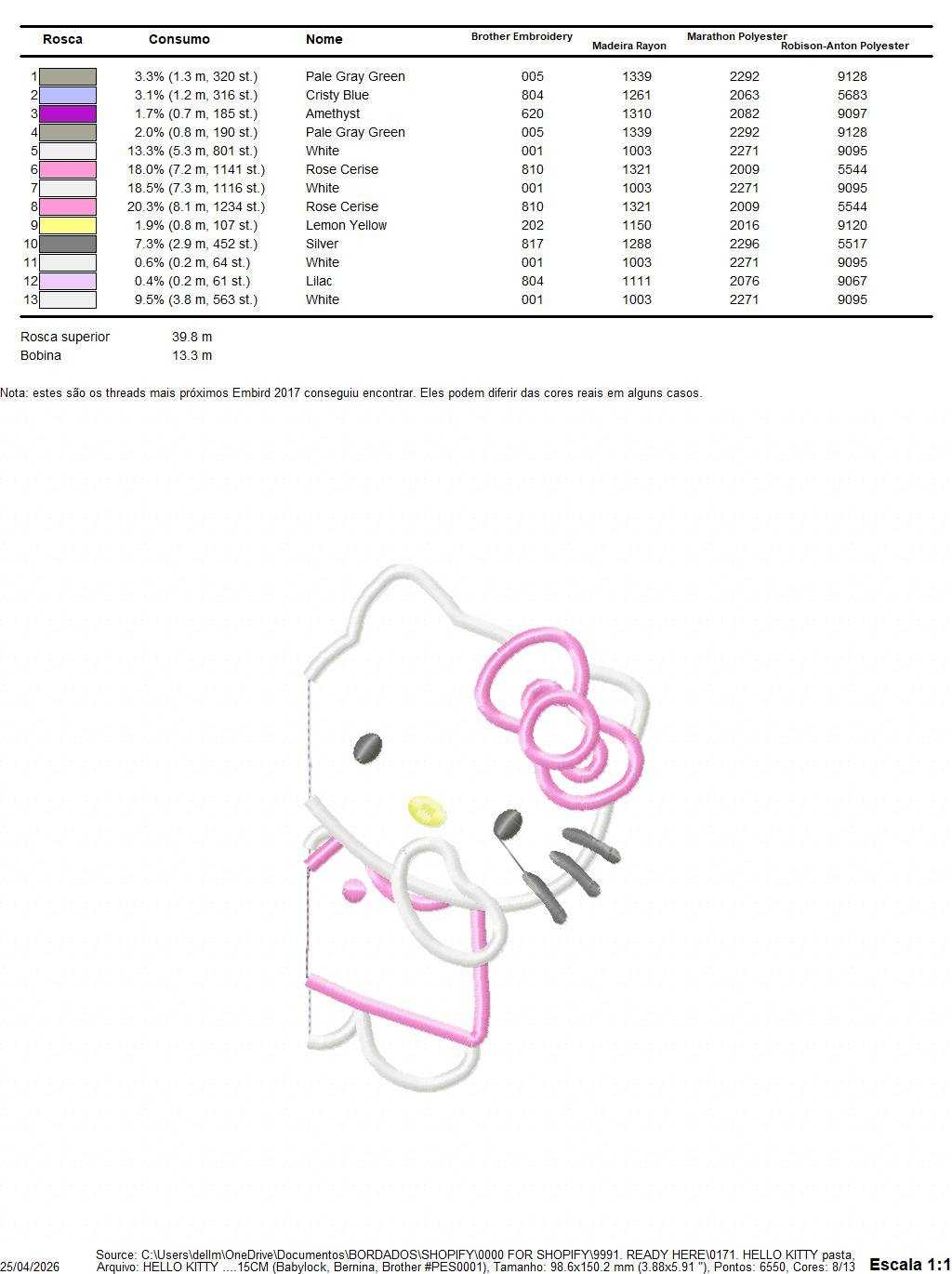 Hello Kitty embroidery design - Hello Kitty applique machine pattern - Baby Girl file - Instant digital download pes jef - Marcia Embroidery