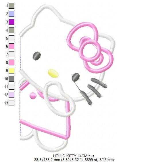 Hello Kitty embroidery design - Hello Kitty applique machine pattern - Baby Girl file - Instant digital download pes jef - Marcia Embroidery