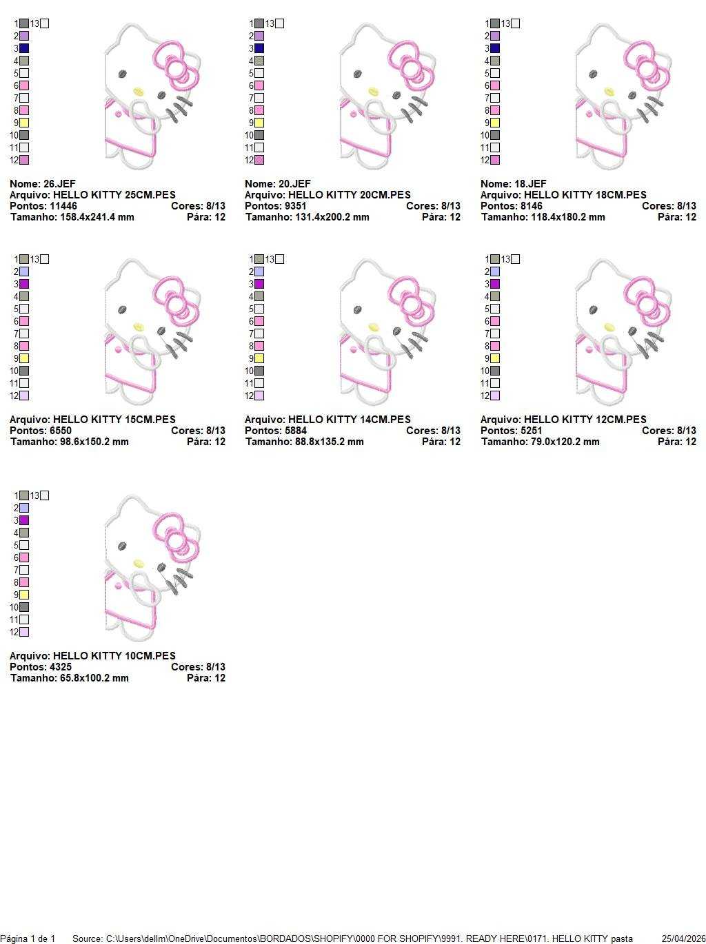 Hello Kitty embroidery design - Hello Kitty applique machine pattern - Baby Girl file - Instant digital download pes jef - Marcia Embroidery
