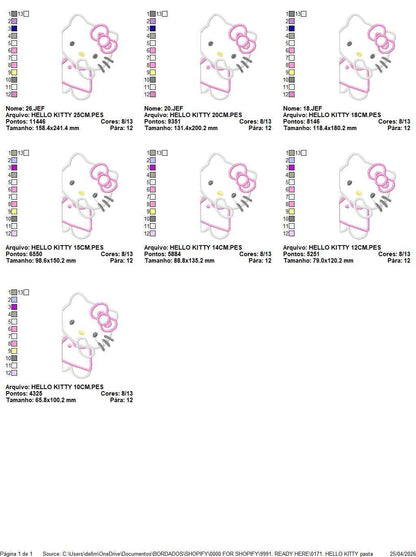 Hello Kitty embroidery design - Hello Kitty applique machine pattern - Baby Girl file - Instant digital download pes jef - Marcia Embroidery