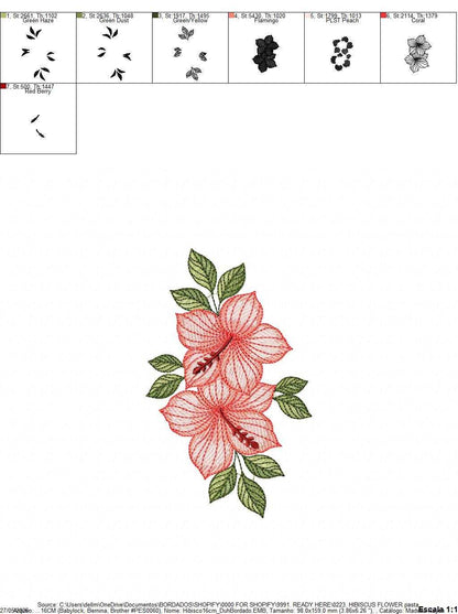 Hibiscus Flower embroidery design - Kitchen Towel Flowers machine embroidery pattern - Baby Girl Floral file - Instant digital download pes jef - Marcia Embroidery