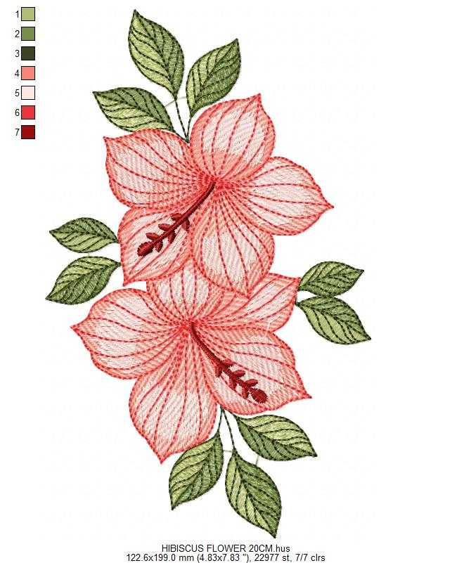 Hibiscus Flower embroidery design - Kitchen Towel Flowers machine embroidery pattern - Baby Girl Floral file - Instant digital download pes jef - Marcia Embroidery