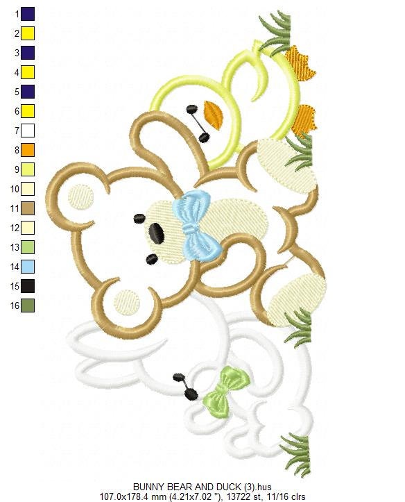 Animals embroidery designs - Bear embroidery design machine embroidery pattern - rabbit embroidery file - duck embroidery applique design