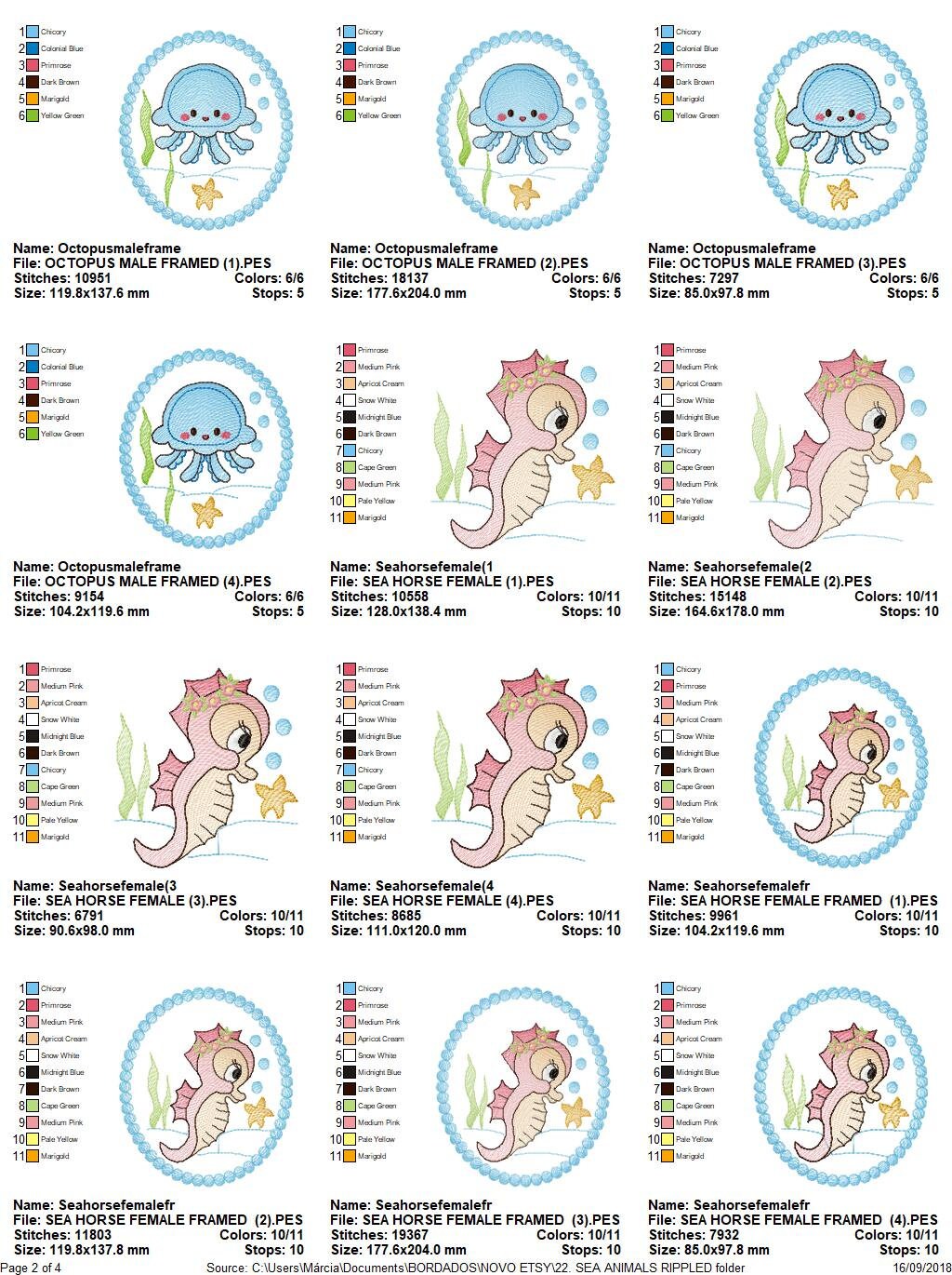 Sea Animal embroidery designs - Whale embroidery design machine embroidery pattern - Seahorse embroidery file - Jellyfish embroidery baby
