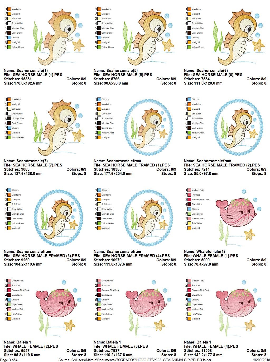 Sea Animal embroidery designs - Whale embroidery design machine embroidery pattern - Seahorse embroidery file - Jellyfish embroidery baby