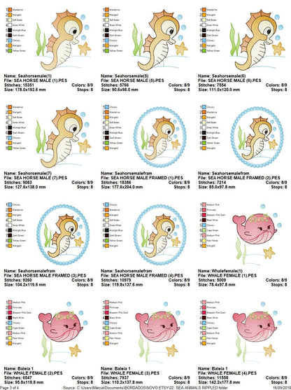 Sea Animal embroidery designs - Whale embroidery design machine embroidery pattern - Seahorse embroidery file - Jellyfish embroidery baby
