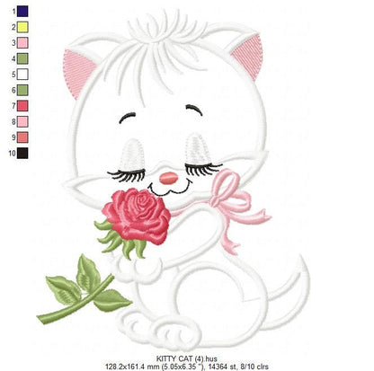 Cat embroidery design - Kitty embroidery designs machine embroidery pattern - Pet embroidery file - baby girl embroidery cat applique design