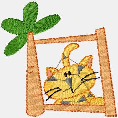 Safari animal frame embroidery design - Giraffe Zebra Hippo Panda Lion Monkey Tiger machine embroidery pattern - Instant download pes jef