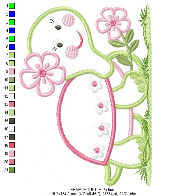 Turtle embroidery design - Lake Animal embroidery designs machine embroidery pattern - Female turtle applique design - instant download pes Marcia Embroidery