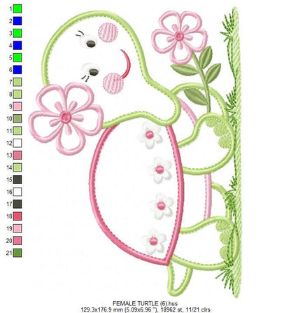 Turtle embroidery design - Lake Animal embroidery designs machine embroidery pattern - Female turtle applique design - instant download pes Marcia Embroidery