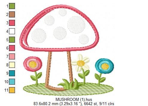 Mushroom embroidery designs - Forest Toadstool embroidery design machine embroidery pattern - Fantasy embroidery file - Instant download pes