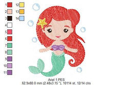 Carica l&#39;immagine nel visualizzatore di Gallery, Ariel embroidery designs - Disney Princess embroidery design machine embroidery patterns - mermaid design - filled design instant download
