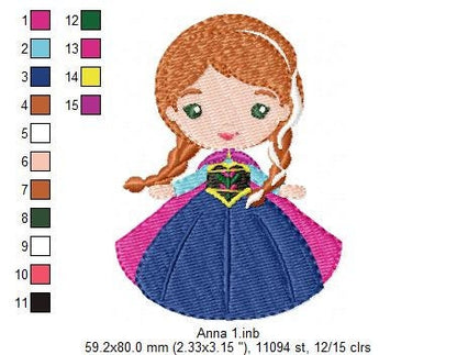 Princess Anna embroidery designs - Disney embroidery design machine embroidery pattern - Frozen embroidery file - Princess applique design Marcia Embroidery