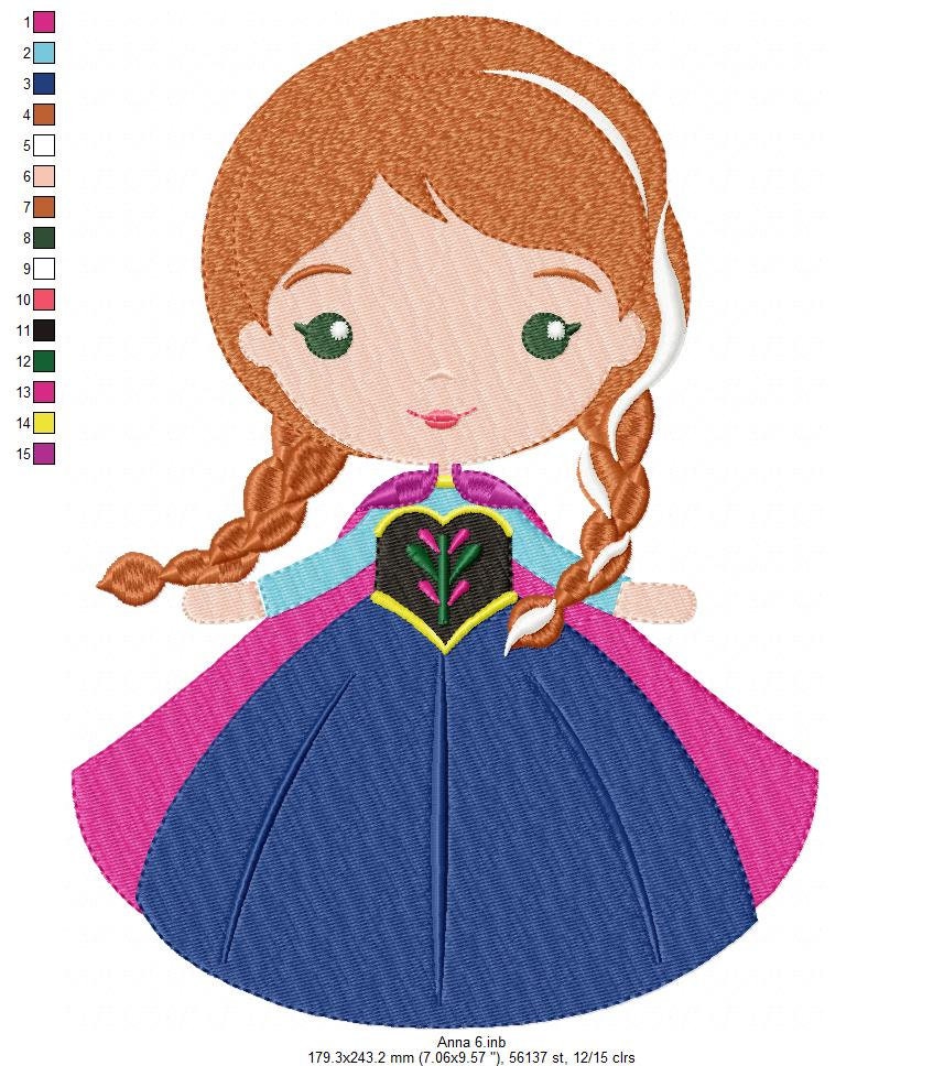 Princess Anna embroidery designs - Disney embroidery design machine embroidery pattern - Frozen embroidery file - Princess applique design Marcia Embroidery