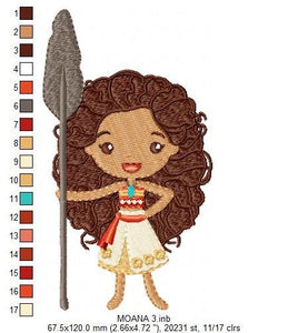 Moana embroidery designs - Disney embroidery design machine embroidery file - Princess embroidery file - baby girl embroidery filled design